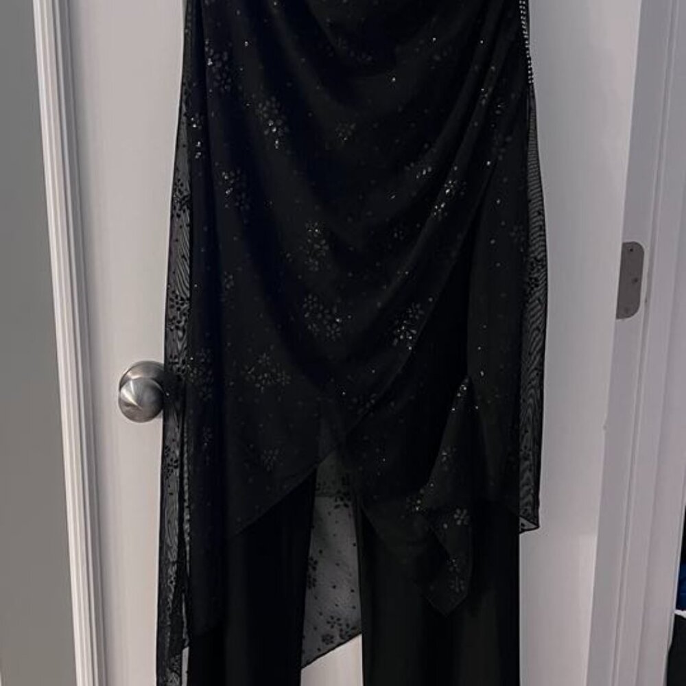 Janine Strapless Jumpsuit with Asymmetrical Chiffon Overlay